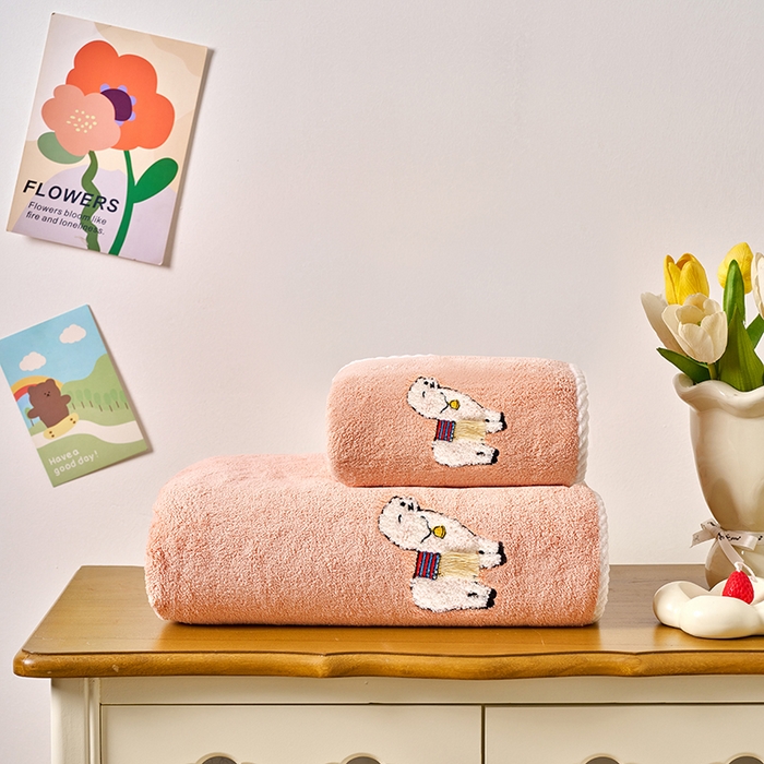 91家纺网 家纺一手货源 找家纺 棠薇家纺 2025新款强吸水浴巾超细纤维速干浴巾加厚浴巾套巾擦身-羊驼 羊驼玉 毛巾75*35浴巾140*701浴巾+1毛巾