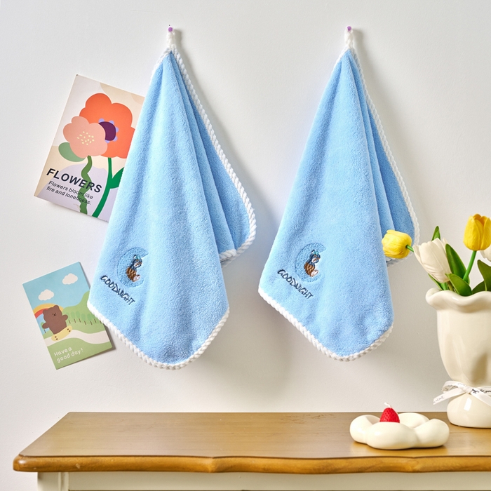 91家纺网 家纺一手货源 找家纺 棠薇家纺 2025新款强吸水浴巾超细纤维速干浴巾加厚浴巾套巾擦身-月亮熊 月亮熊兰 毛巾75*35浴巾140*701浴巾+1毛巾