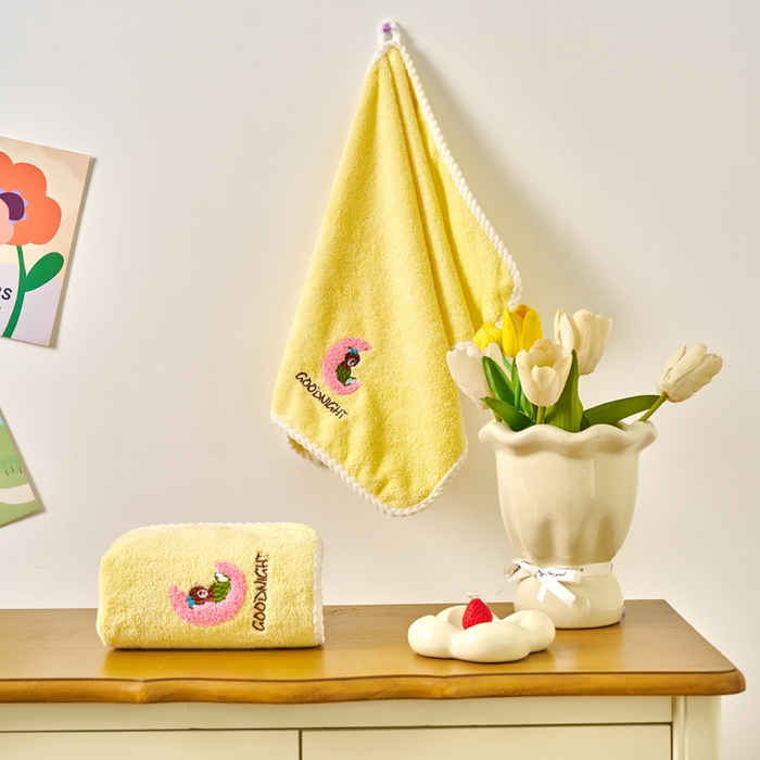 91家纺网 家纺一手货源 找家纺 棠薇家纺 2025新款强吸水浴巾超细纤维速干浴巾加厚浴巾套巾擦身-月亮熊 月亮熊黄 毛巾75*35浴巾140*701浴巾+2毛巾