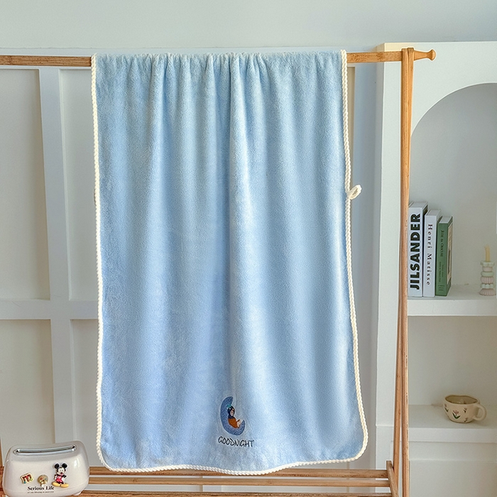 棠薇家纺 2025新款强吸水浴巾超细纤维速干浴巾加厚浴巾套巾擦身-月亮熊 月亮熊兰 毛巾75*35浴巾140*701浴巾+2毛巾