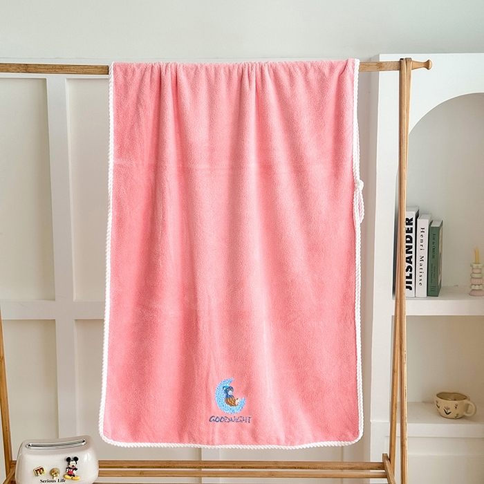 棠薇家纺 2025新款强吸水浴巾超细纤维速干浴巾加厚浴巾套巾擦身-月亮熊 月亮熊粉 毛巾75*35浴巾140*701浴巾+2毛巾