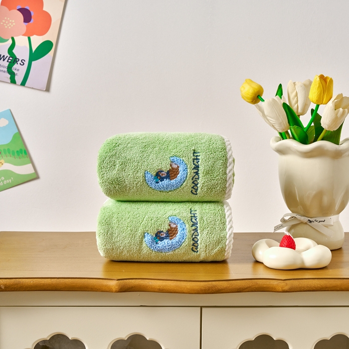 91家纺网 家纺一手货源 找家纺 棠薇家纺 2025新款强吸水浴巾超细纤维速干浴巾加厚浴巾套巾擦身-月亮熊 月亮熊浅绿 毛巾75*35浴巾140*701浴巾+2毛巾