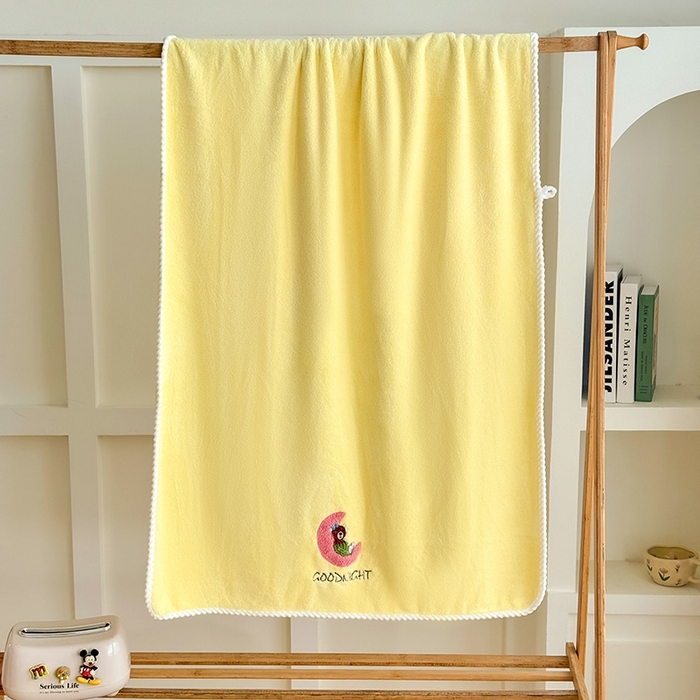 棠薇家纺 2025新款强吸水浴巾超细纤维速干浴巾加厚浴巾套巾擦身-月亮熊 月亮熊黄 毛巾75*35浴巾140*701浴巾+2毛巾