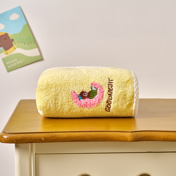 91家纺网 家纺一手货源 找家纺 棠薇家纺 2025新款强吸水浴巾超细纤维速干浴巾加厚浴巾套巾擦身-月亮熊 月亮熊黄 140*70cm浴巾1条