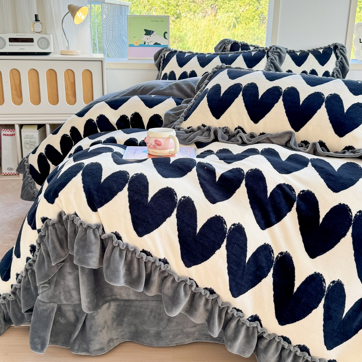 91家纺网 家纺一手货源 找家纺 （总）橘子家 2025轻奢法式花边公主风婴儿绒牛奶绒高克重四件套