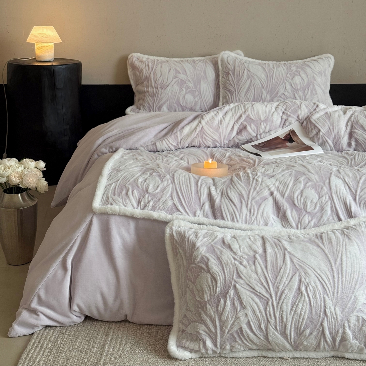 MIU缪家居 2025新款A版兔毛B版牛奶绒四件套屋顶花园 屋顶花园-浅紫