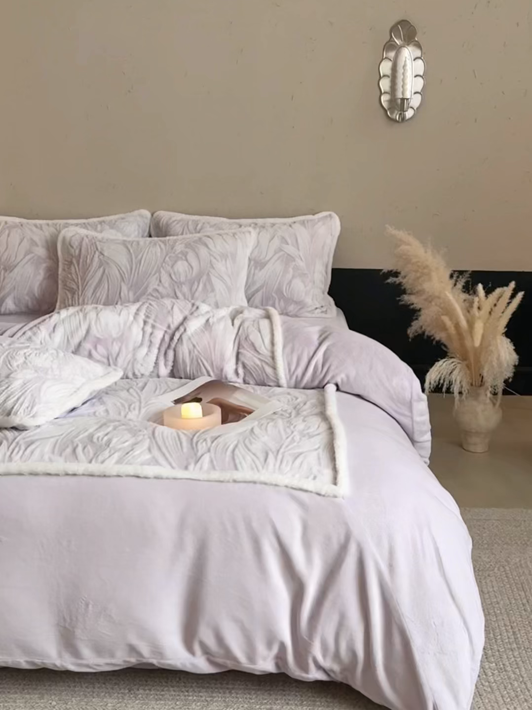 91家纺网 家纺一手货源 找家纺 MIU缪家居 2025新款A版兔毛B版牛奶绒四件套屋顶花园 屋顶花园-浅紫