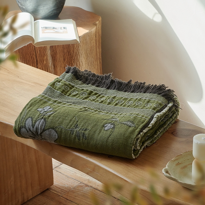 91家纺网 家纺一手货源 找家纺 （总）子和家居 2025新款全棉色织提花毯子毛毯-墨茵