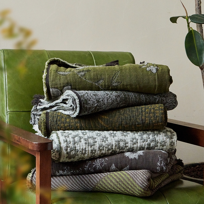 91家纺网 家纺一手货源 找家纺 （总）子和家居 2025新款全棉色织提花毯子毛毯-墨茵