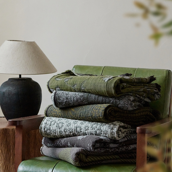 子和家居 2025新款全棉色织提花毯子毛毯-墨茵 组合图