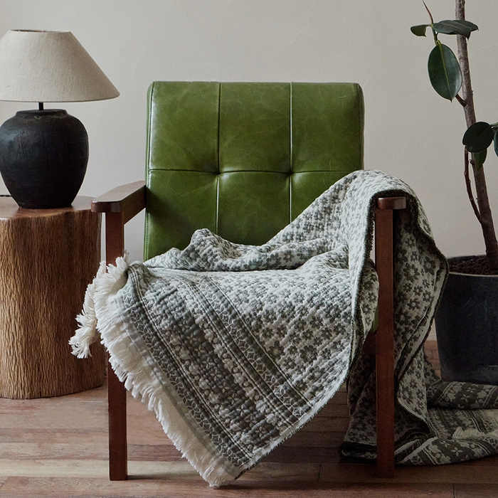 91家纺网 家纺一手货源 找家纺 子和家居 2025新款全棉色织提花毯子毛毯-墨茵 雏菊