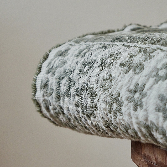 91家纺网 家纺一手货源 找家纺 子和家居 2025新款全棉色织提花毯子毛毯-墨茵 雏菊