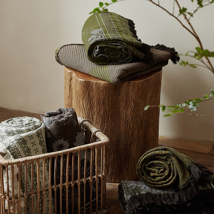 91家纺网 家纺一手货源 找家纺 子和家居 2025新款全棉色织提花毯子毛毯-墨茵 组合图