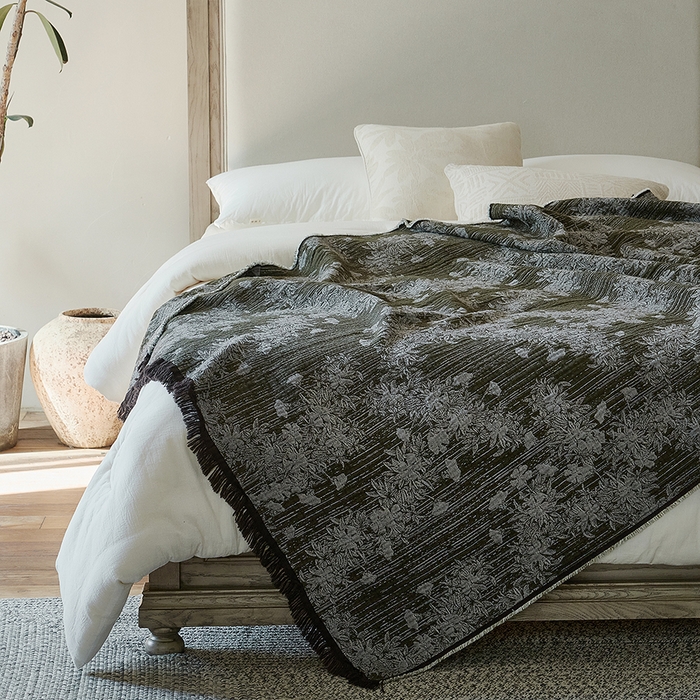 91家纺网 家纺一手货源 找家纺 子和家居 2025新款全棉色织提花毯子毛毯-墨茵 青野