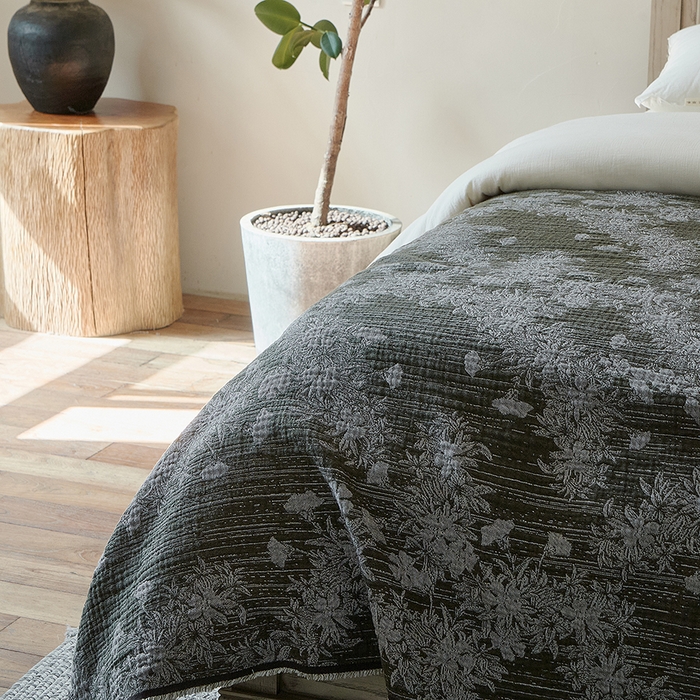 91家纺网 家纺一手货源 找家纺 子和家居 2025新款全棉色织提花毯子毛毯-墨茵 青野