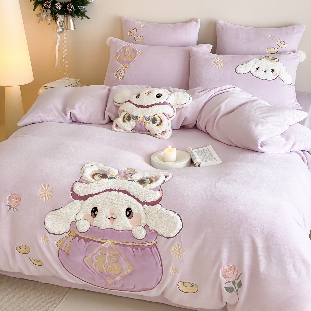 91家纺网 家纺一手货源 找家纺 （总）MIU缪家居 2025新款秋冬牛奶绒四件套福气满满