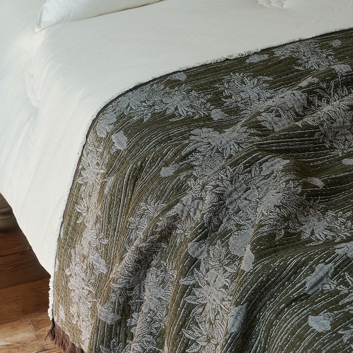 91家纺网 家纺一手货源 找家纺 子和家居 2025新款全棉色织提花毯子毛毯-墨茵 青野