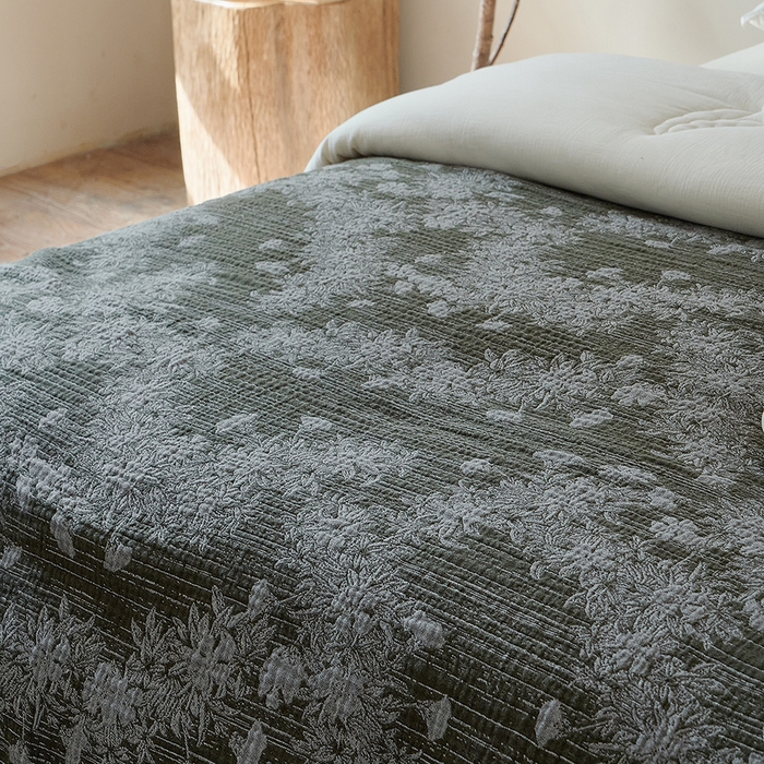 91家纺网 家纺一手货源 找家纺 子和家居 2025新款全棉色织提花毯子毛毯-墨茵 青野