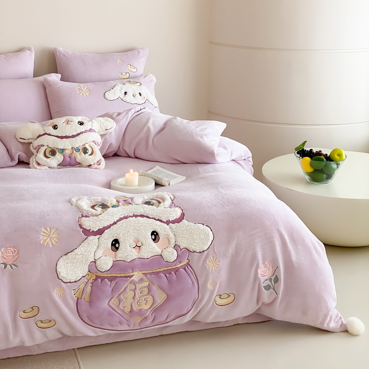 91家纺网 家纺一手货源 找家纺 （总）MIU缪家居 2025新款秋冬牛奶绒四件套福气满满