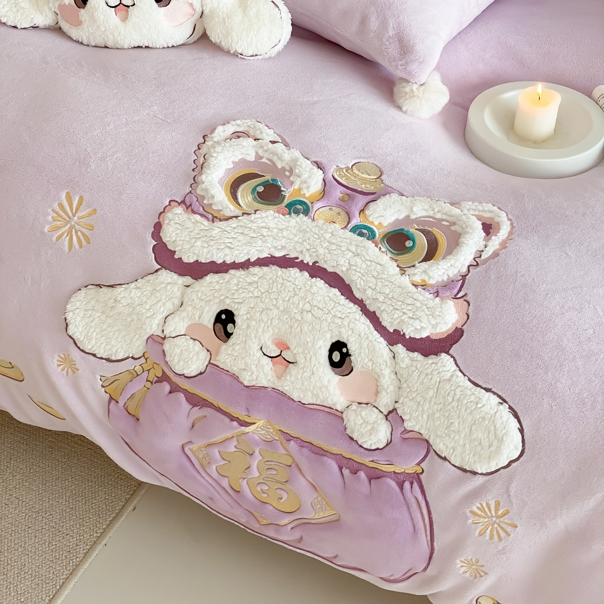 91家纺网 家纺一手货源 找家纺 （总）MIU缪家居 2025新款秋冬牛奶绒四件套福气满满