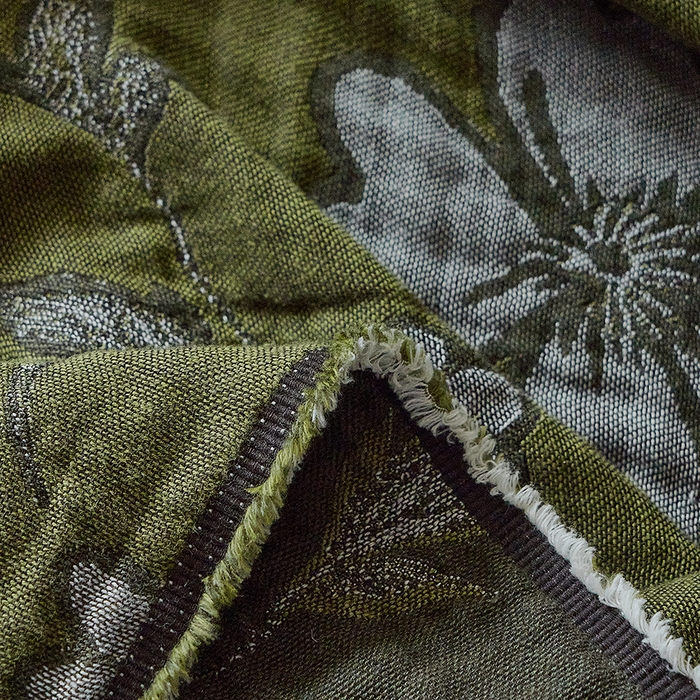 91家纺网 家纺一手货源 找家纺 子和家居 2025新款全棉色织提花毯子毛毯-墨茵 向阳生花（绿）