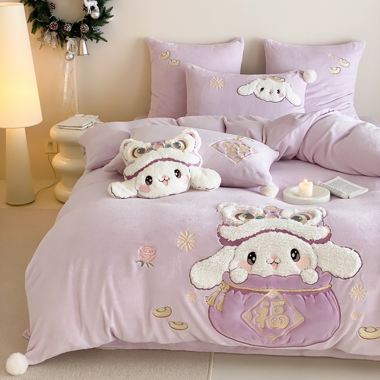 91家纺网 家纺一手货源 找家纺 （总）MIU缪家居 2025新款秋冬牛奶绒四件套福气满满