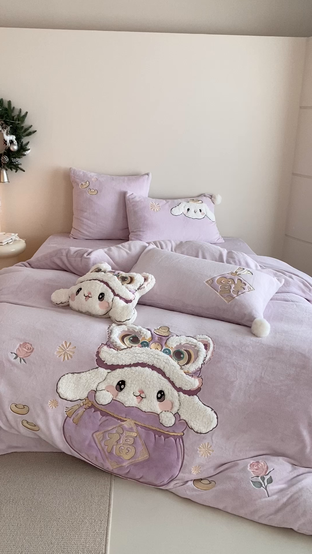 91家纺网 家纺一手货源 找家纺 （总）MIU缪家居 2025新款秋冬牛奶绒四件套福气满满