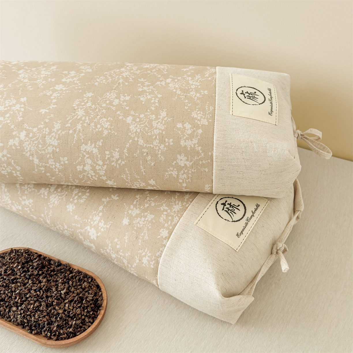 91家纺网 家纺一手货源 找家纺 （总）麦肯锡 2025新款棉麻古朴荞麦两用枕  枕头枕芯