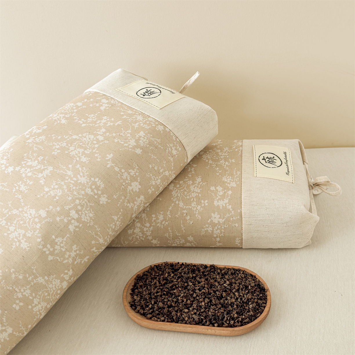 91家纺网 家纺一手货源 找家纺 （总）麦肯锡 2025新款棉麻古朴荞麦两用枕  枕头枕芯