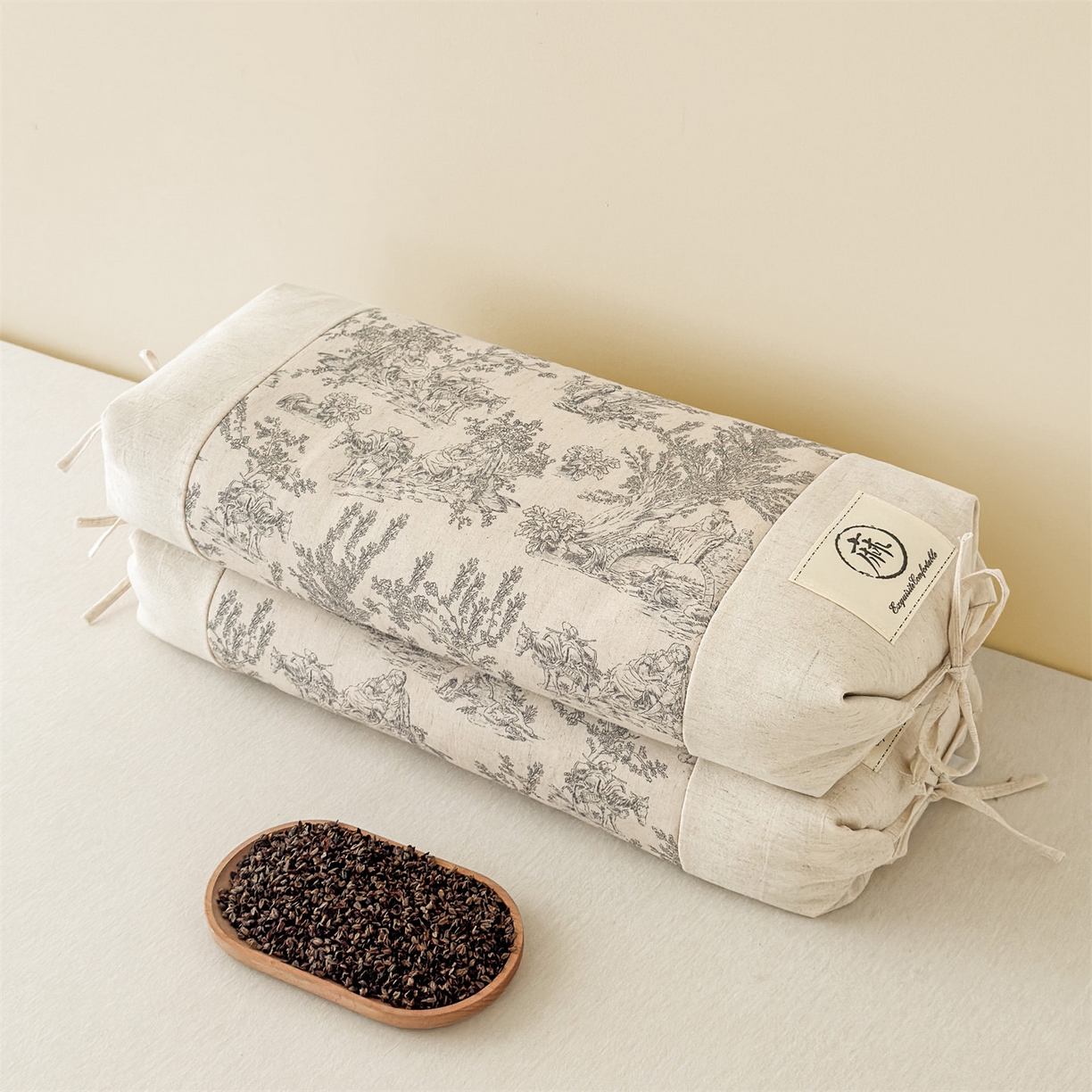 91家纺网 家纺一手货源 找家纺 （总）麦肯锡 2025新款棉麻古朴荞麦两用枕  枕头枕芯