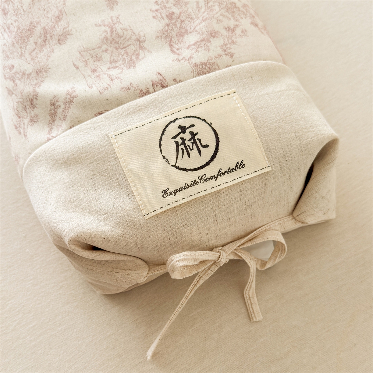 91家纺网 家纺一手货源 找家纺 麦肯锡 2025新款棉麻古朴荞麦两用枕  枕头枕芯 田园粉/只