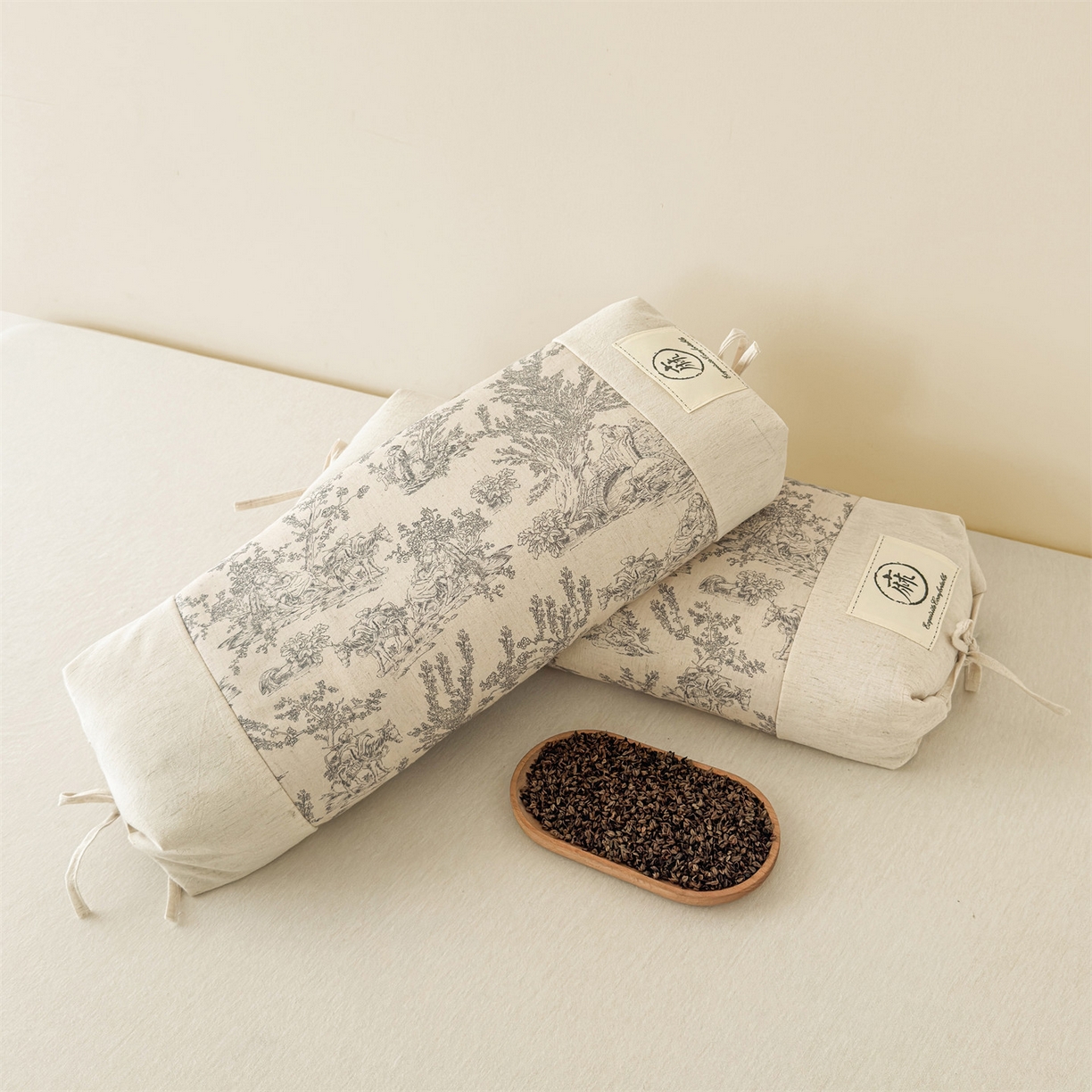 91家纺网 家纺一手货源 找家纺 麦肯锡 2025新款棉麻古朴荞麦两用枕  枕头枕芯 田园灰/只