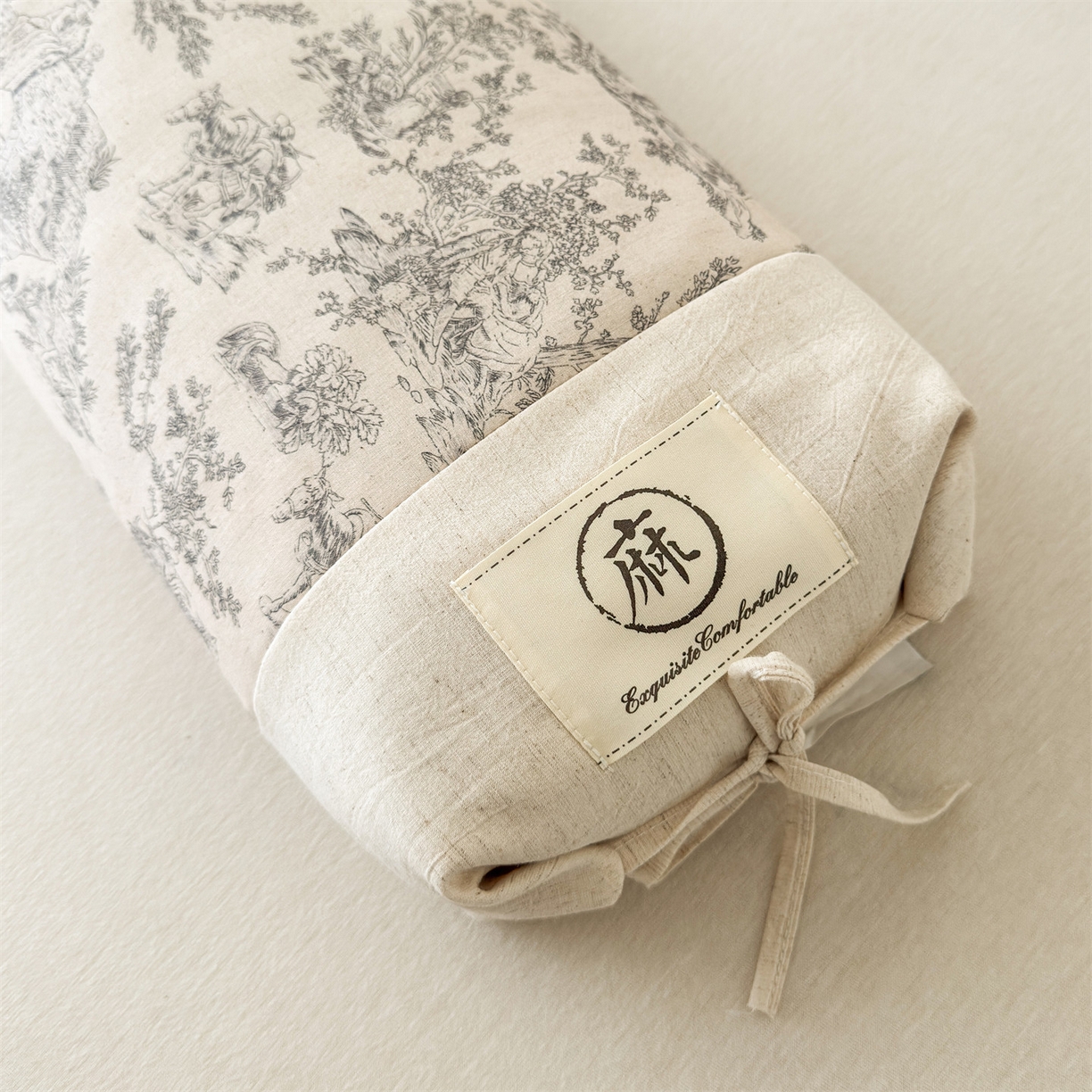 91家纺网 家纺一手货源 找家纺 麦肯锡 2025新款棉麻古朴荞麦两用枕  枕头枕芯 田园灰/只