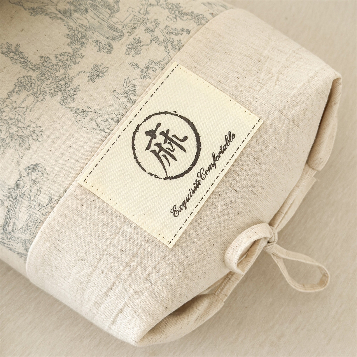 91家纺网 家纺一手货源 找家纺 麦肯锡 2025新款棉麻古朴荞麦两用枕  枕头枕芯 田园蓝/只