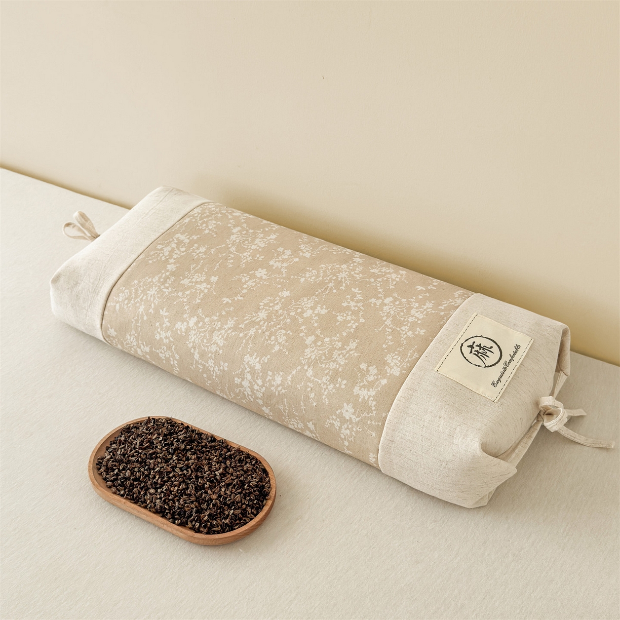 91家纺网 家纺一手货源 找家纺 麦肯锡 2025新款棉麻古朴荞麦两用枕  枕头枕芯 花卉咖/对