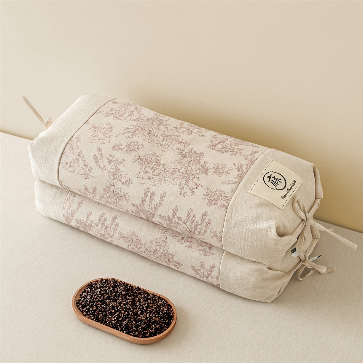 麦肯锡 2025新款棉麻古朴荞麦两用枕  枕头枕芯 田园粉/对