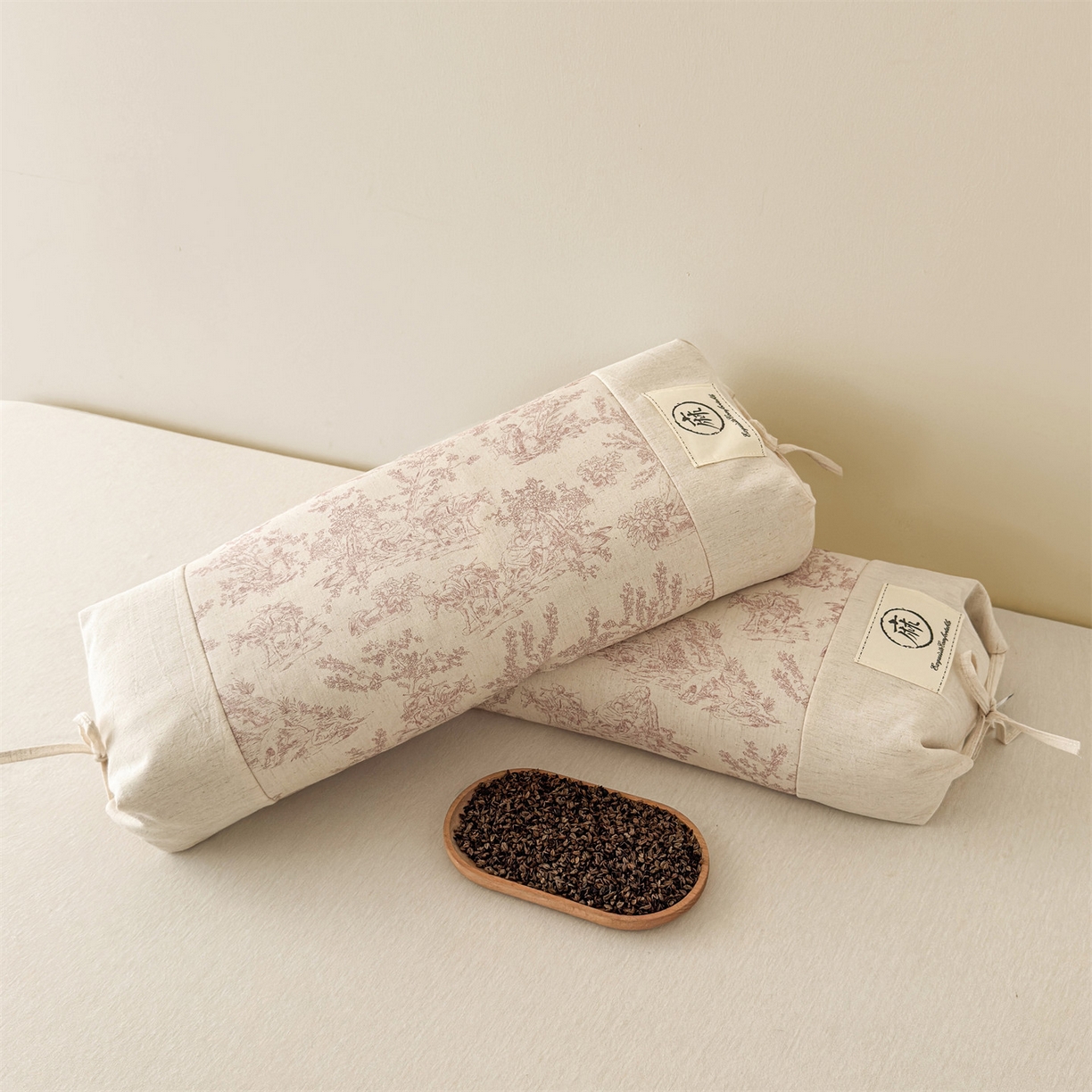 91家纺网 家纺一手货源 找家纺 麦肯锡 2025新款棉麻古朴荞麦两用枕  枕头枕芯 田园粉/对