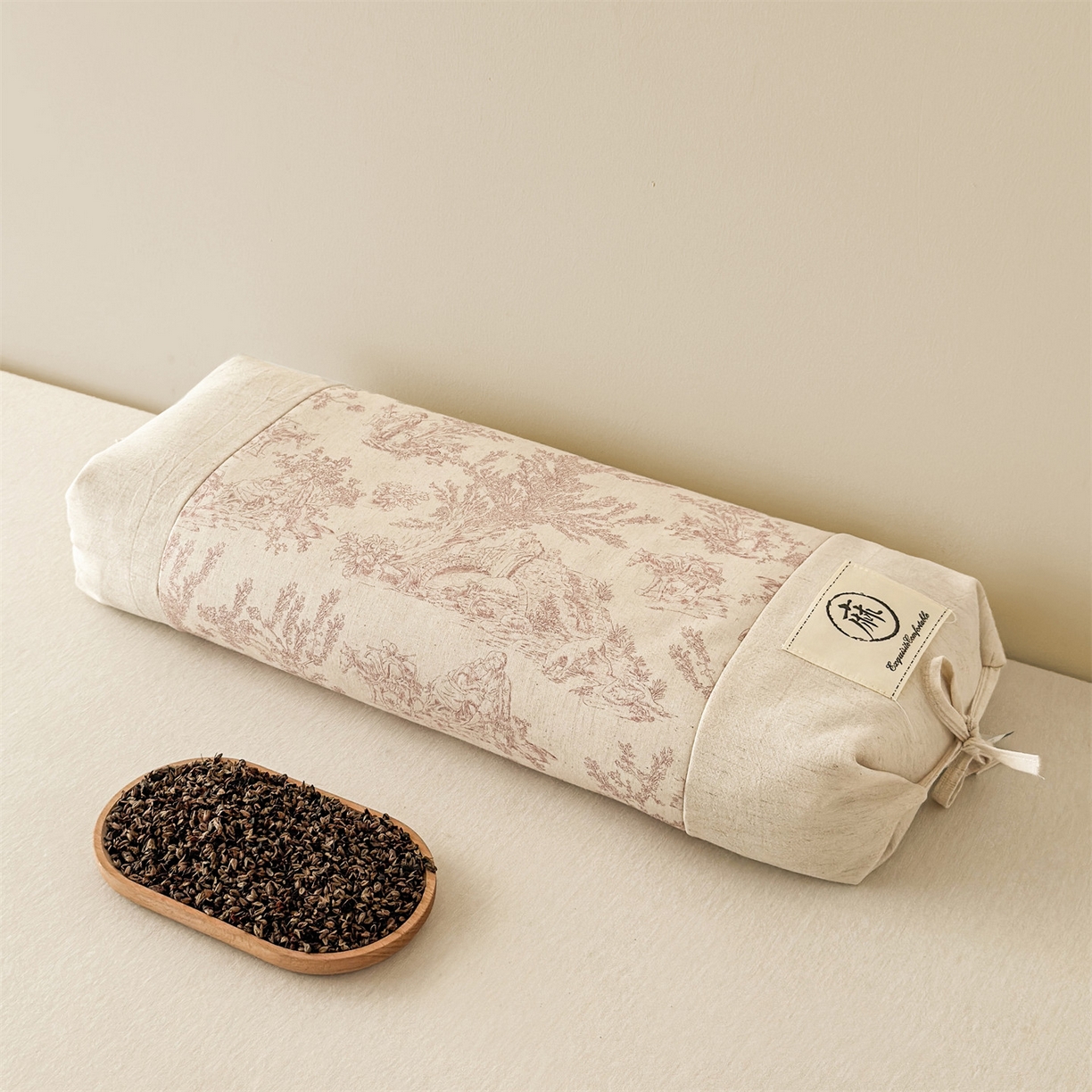 91家纺网 家纺一手货源 找家纺 麦肯锡 2025新款棉麻古朴荞麦两用枕  枕头枕芯 田园粉/对