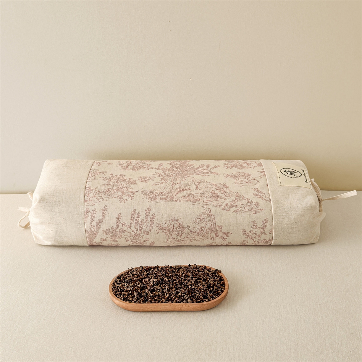 91家纺网 家纺一手货源 找家纺 麦肯锡 2025新款棉麻古朴荞麦两用枕  枕头枕芯 田园粉/对