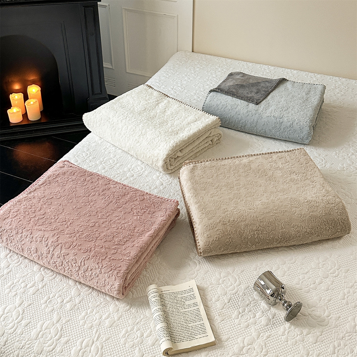 91家纺网 家纺一手货源 找家纺 （总）丝幔家纺 2025新款法式雕花复合毛毯毯子