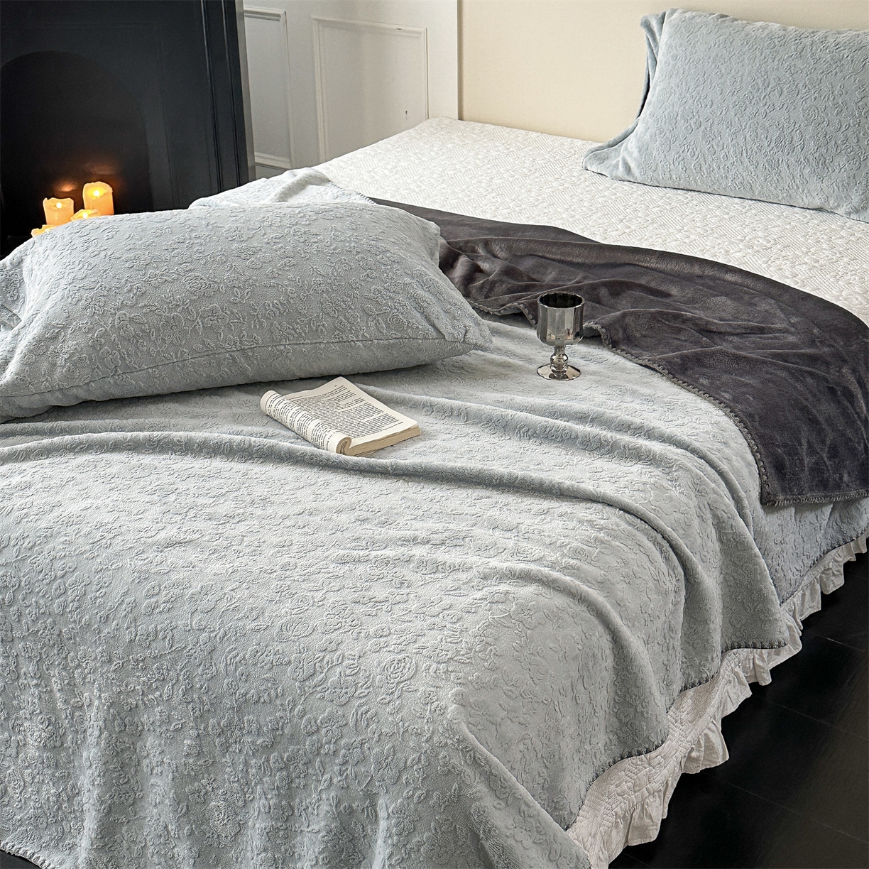 91家纺网 家纺一手货源 找家纺 （总）丝幔家纺 2025新款法式雕花复合毛毯毯子