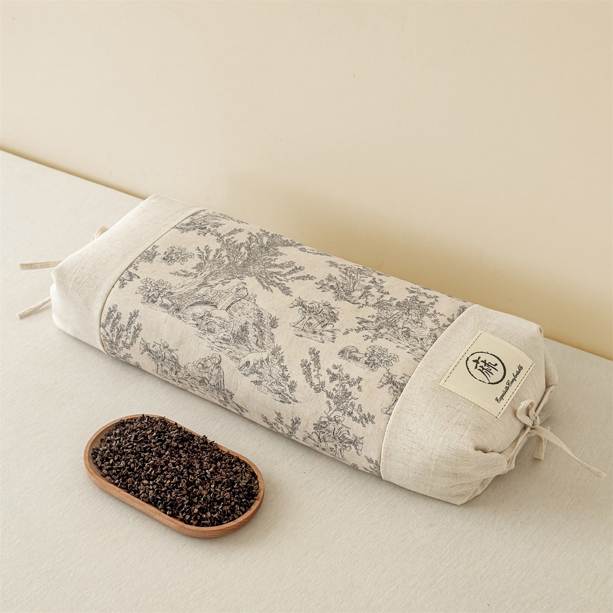 91家纺网 家纺一手货源 找家纺 麦肯锡 2025新款棉麻古朴荞麦两用枕  枕头枕芯 田园灰/对