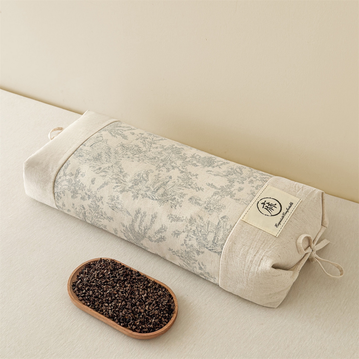 91家纺网 家纺一手货源 找家纺 麦肯锡 2025新款棉麻古朴荞麦两用枕  枕头枕芯 田园蓝/对