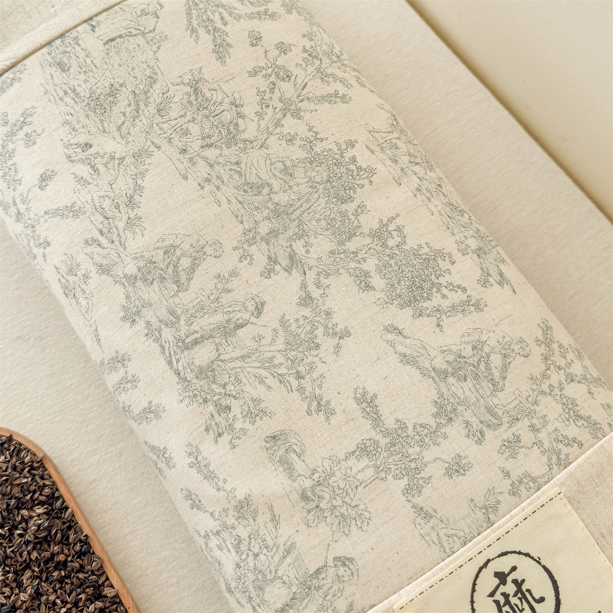 91家纺网 家纺一手货源 找家纺 麦肯锡 2025新款棉麻古朴荞麦两用枕  枕头枕芯 田园蓝/对