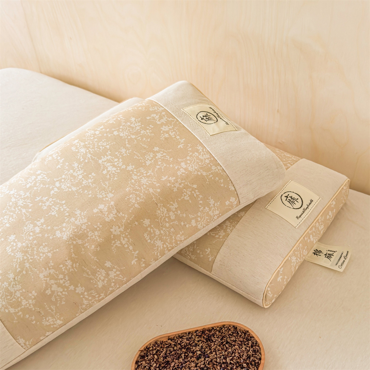 91家纺网 家纺一手货源 找家纺 （总）麦肯锡 2025新款棉麻古朴荞麦助眠枕  枕头枕芯