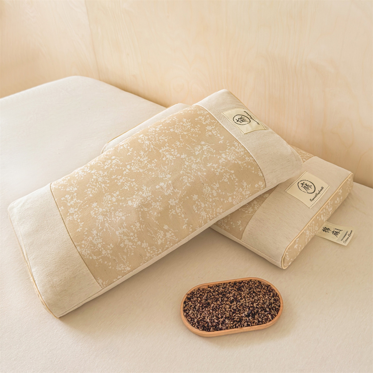 91家纺网 家纺一手货源 找家纺 （总）麦肯锡 2025新款棉麻古朴荞麦助眠枕  枕头枕芯