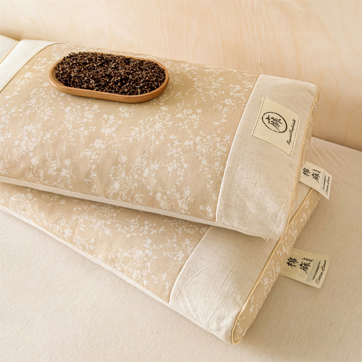 91家纺网 家纺一手货源 找家纺 （总）麦肯锡 2025新款棉麻古朴荞麦助眠枕  枕头枕芯