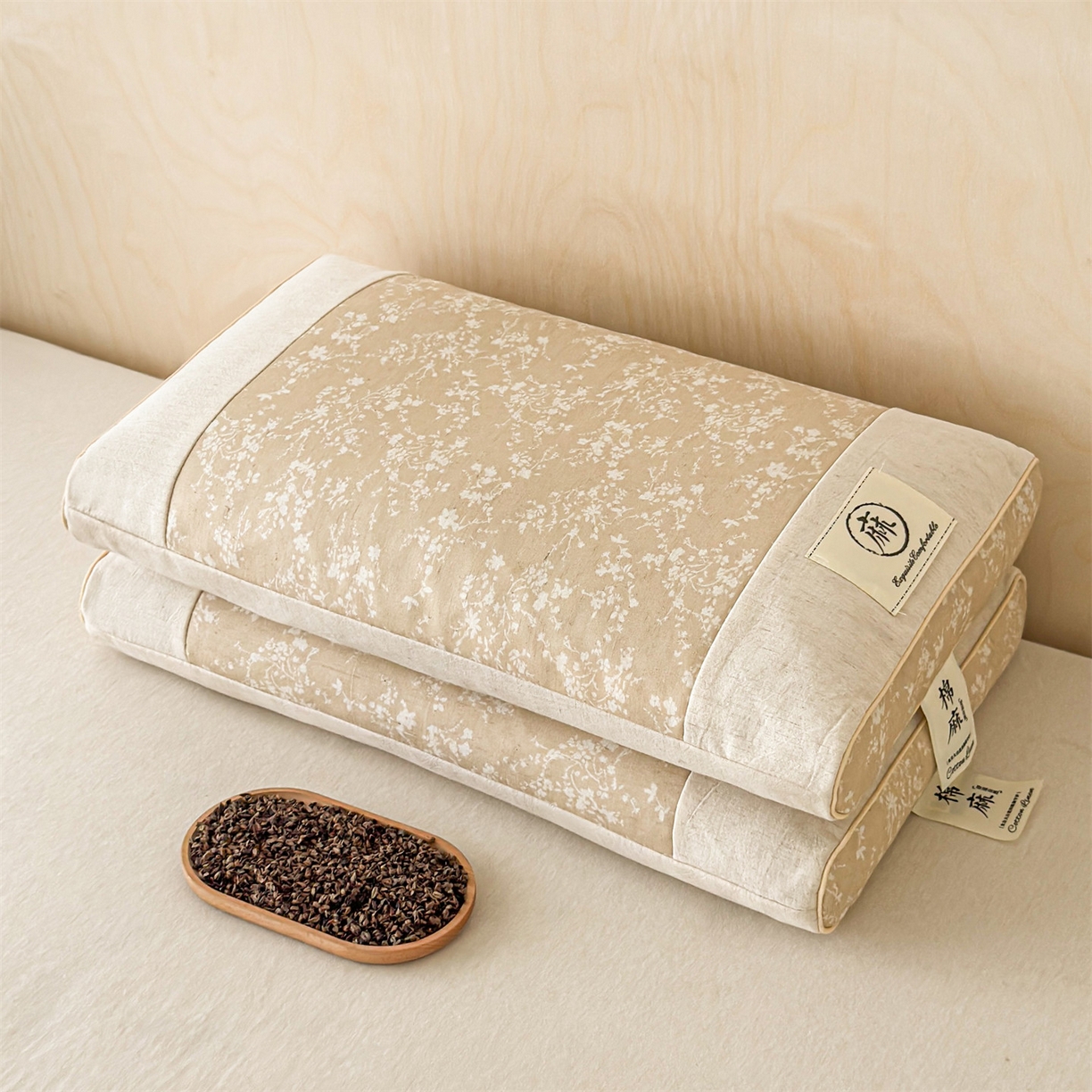 91家纺网 家纺一手货源 找家纺 （总）麦肯锡 2025新款棉麻古朴荞麦助眠枕  枕头枕芯