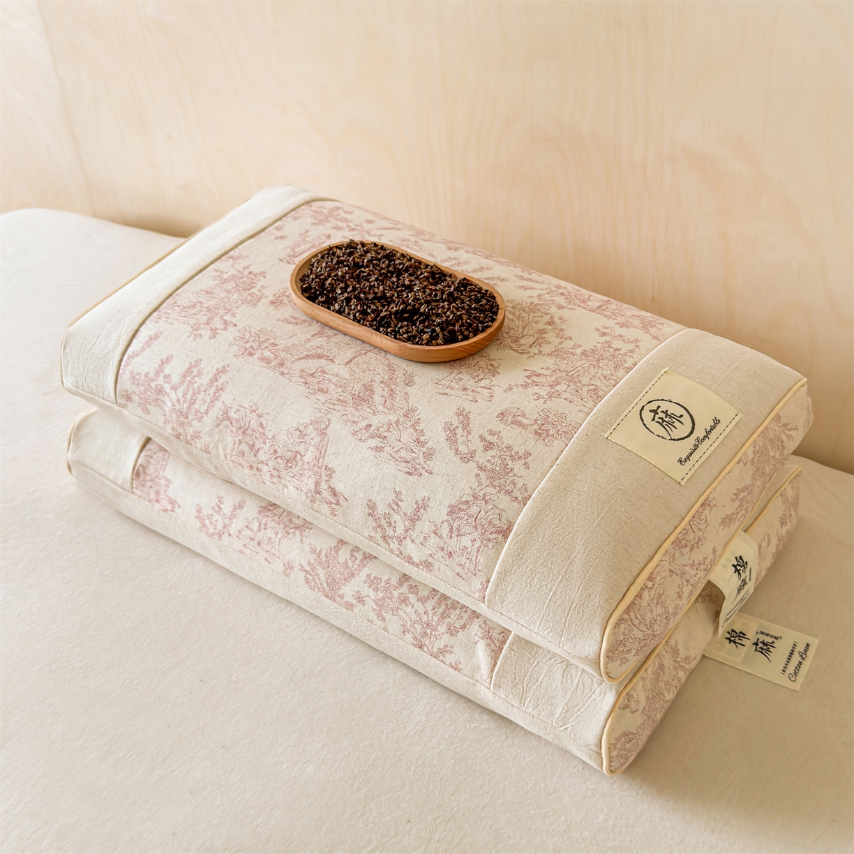 麦肯锡 2025新款棉麻古朴荞麦助眠枕  枕头枕芯 田园粉/只