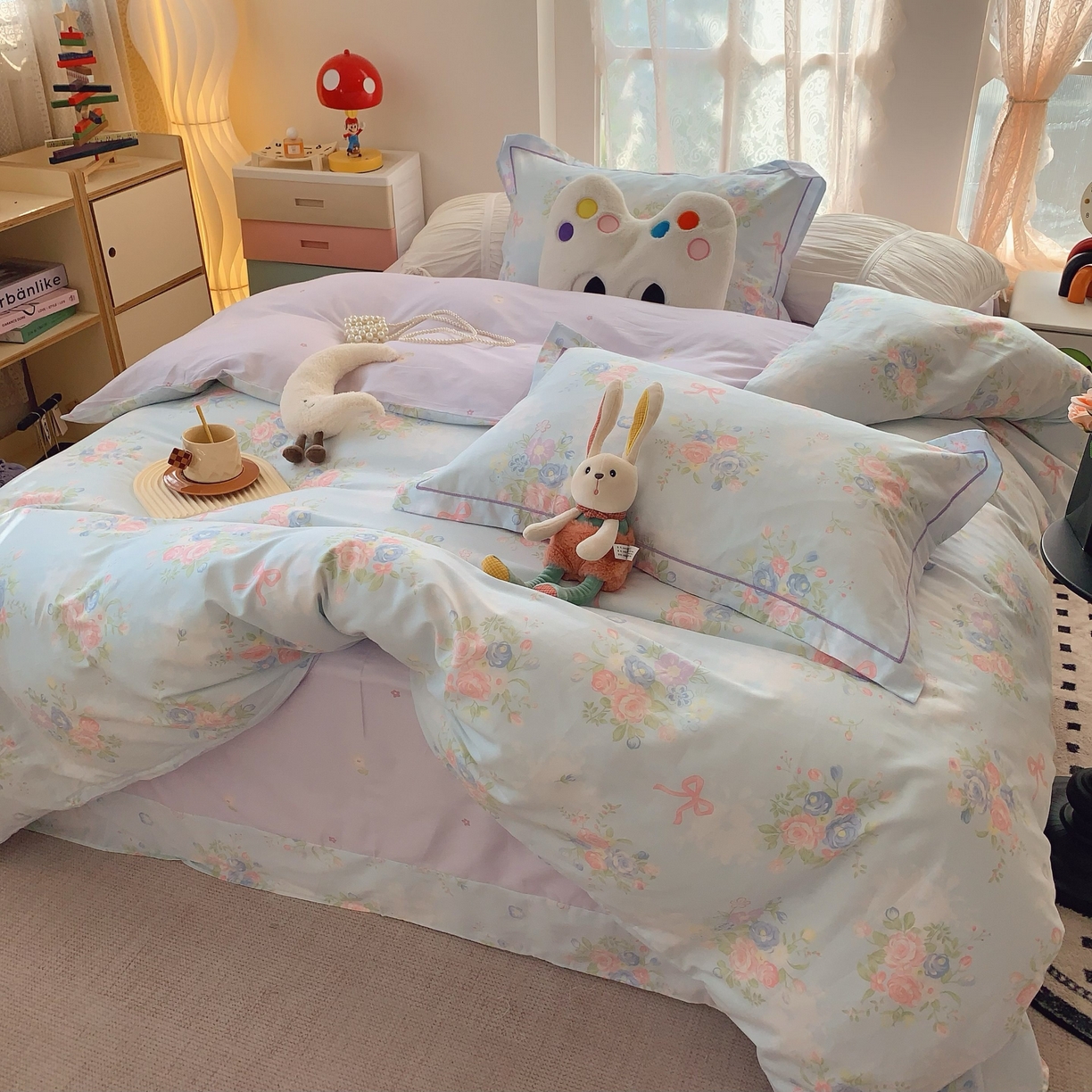 91家纺网 家纺一手货源 找家纺 莱豫家纺 2025新款小清新全棉纯棉四件套 春黛